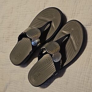 Crocs Dual Comfort Sandals with Silver detail
